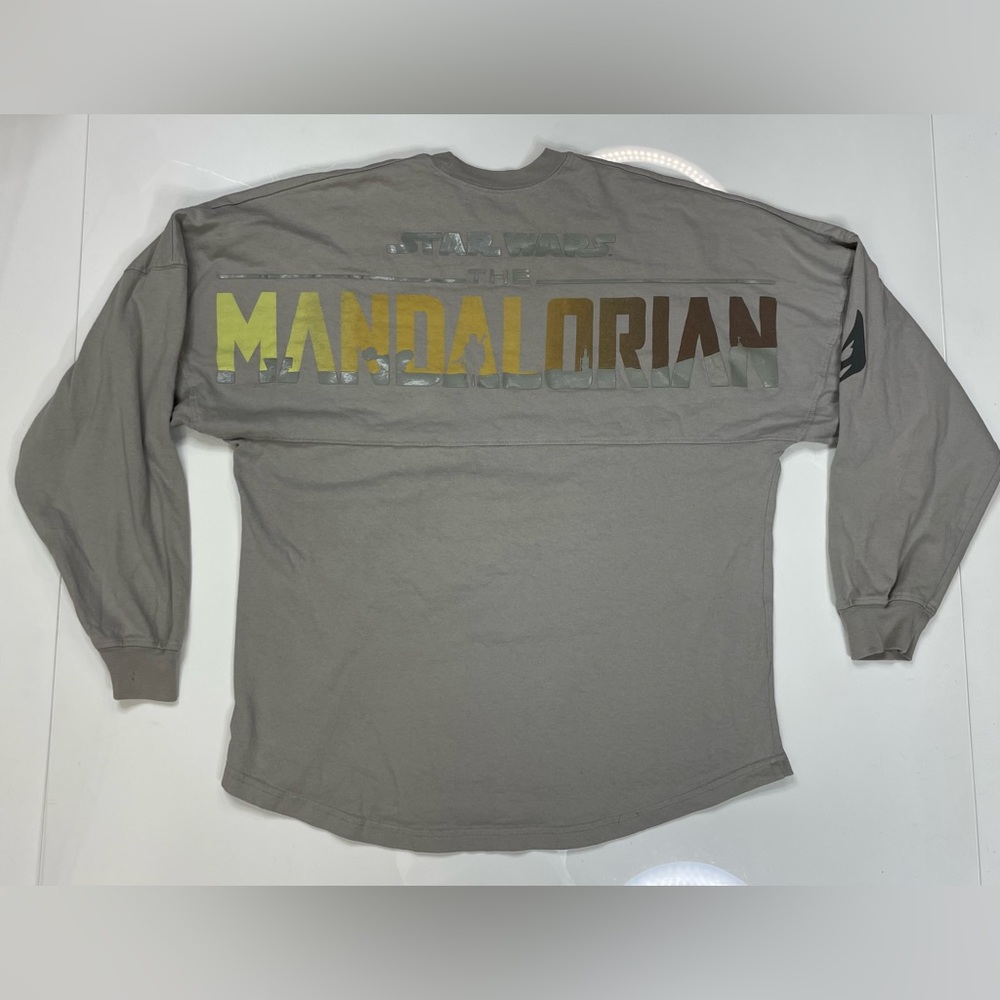 Disney Mandalorian Long Sleeve Tee in Gray with Yellow Accent